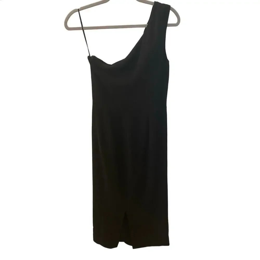 Dress The Population Martine Crepe One Shoulder Dress | Medium | Black